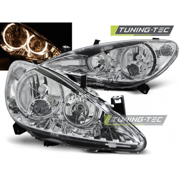 PEUGEOT 307 04.2001-09.2005 PŘEDNÍ ČÍRÁ SVĚTLA ANGEL EYES CHROME