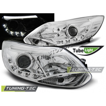 Ford Focus MK3 2011- predné číre svetlá Tube lights chrome (LPFO56)