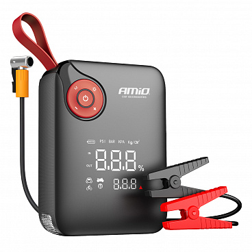 Štartovacie zariadenie 4v1 booster powerbank kompresor LED svietidlo 12V 7,2Ah 600A PRO AMIO-04675 Štartovacie zariadenie 4v1 booster powerbank kompresor LED svietidlo 12V 7,2Ah 600A PRO AMIO-04675