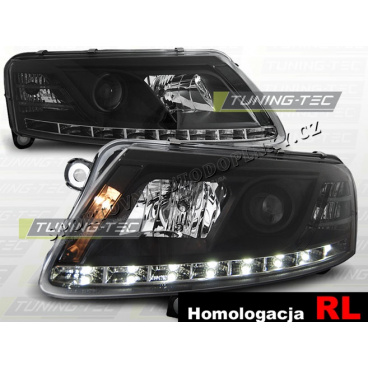 AUDI A6 (C6) 2004-08 Predné číre svetlá DAYLIGHT LED BLACK - homologácia RL (LPAU74)