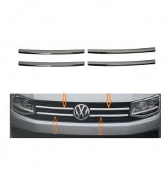 Nerez lišty prednej masky Omtec VW T6 2015+ 4 ks zrkadlovo čierne