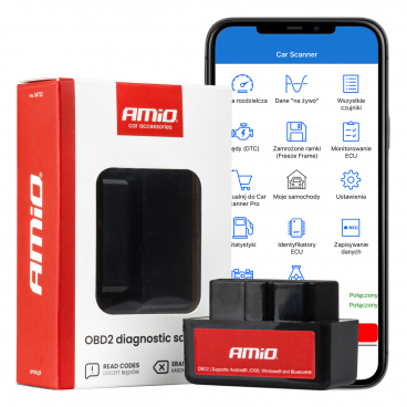 Skenovací tester diagnostického rozhrania AMiO ELM327 OBD2 BT mini AMIO-04732