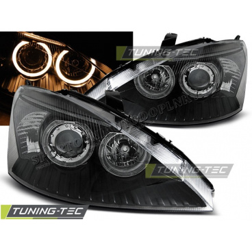 Ford Focus 11.2001-10.2004 predné číre svetlá Angel eyes black (LPFO46)