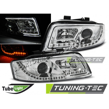 Audi A4 10.2000-10.2004 predné číre svetlá Led Tube Lights chrome (LPAUC2)