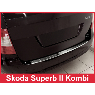 Nerez kryt - ochrana prahu zadného nárazníku Škoda Superb II kombi 2009-13