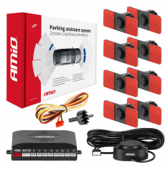 Sada parkovacích senzorov s bzučiakom, 8 čiernych vnútorných senzorov 16,5 mm