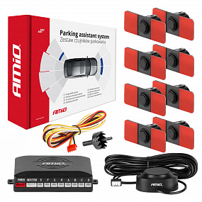 Sada parkovacích senzorov s bzučiakom, 8 čiernych vnútorných senzorov 16,5 mm Sada parkovacích senzorov s bzučiakom, 8 čiernych vnútorných senzorov 16,5 mm