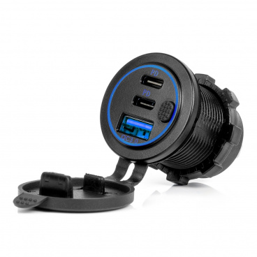Vodotesná automobilová nabíjačka s USB portami a vypínačom USB + 2x USB-C QC3.0 12V 24V AMIO-04596 Vodotesná automobilová nabíjačka s USB portami a vypínačom USB + 2x USB-C QC3.0 12V 24V AMIO-04596