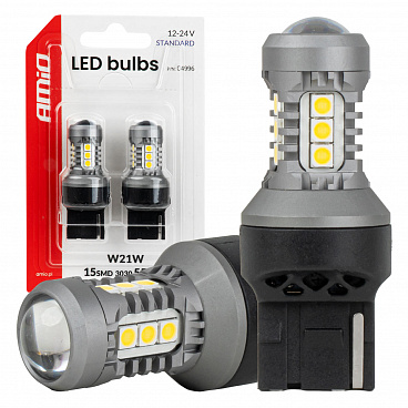 LED žiarovky STANDARD 7440 W21W 3030 15SMD biele 12V 24V LED žiarovky STANDARD 7440 W21W 3030 15SMD biele 12V 24V