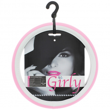 Kožený poťah volantu bielo-ružový 38-39 cm