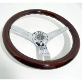 Športový kovový volant s imitáciou dreva o priemere 350 mm