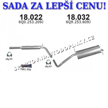 Montážna sada komplet výfuk Škoda Fabia 1.2i Kombi, Sedan