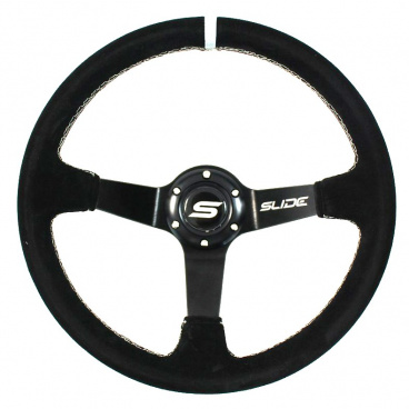 Športový volant WRC 350 mm čierny semiš / strieborný šev