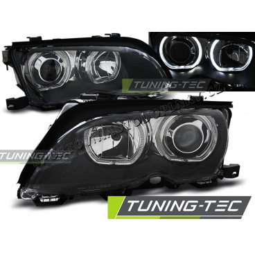 BMW E46 09.2001-03.2005 predné číre svetlá Angel Eyes LED black (LPBMD8) BMW E46 09.2001-03.2005 predné číre svetlá Angel Eyes LED black (LPBMD8)