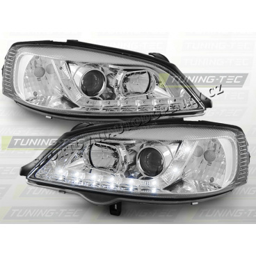 Opel Astra G 1997-04 přední čirá světla Daylight LED chrome Opel Astra G 1997-04 přední čirá světla Daylight LED chrome