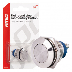Plochý okrúhly oceľový momentový spínač 19mm 5A 12/230V AMIO-04436