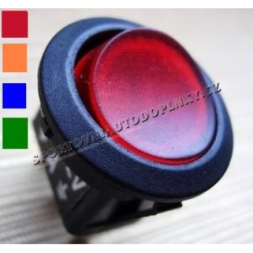 Vypínač 16A 12V RED, BLUE, ORANGE, GREEN s podsvietením, priemer 2 cm Vypínač 16A 12V RED, BLUE, ORANGE, GREEN s podsvietením, priemer 2 cm
