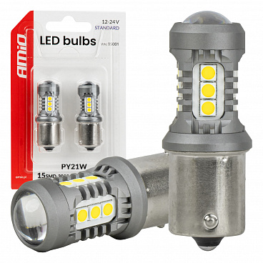 LED žiarovky STANDARD BAU15S PY21W 3030 15SMD biele 12V 24V