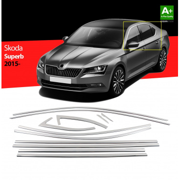 Nerez obloženie okien Škoda Superb III 2015-19 12 ks