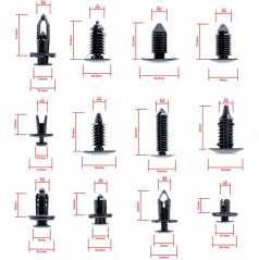 Univerzálna sada rôznych typov plastového uchytenia do auta 12 druhov / 240 ks