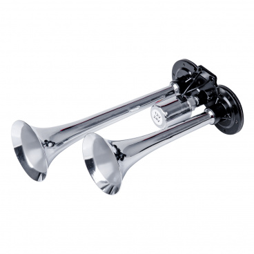 Klakson zvukový signál fanfára dvojitá chróm 12V 24V