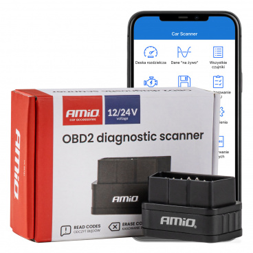 Skenovací tester diagnostického rozhrania AMiO ELM327 OBD2 BT PIC25K80 DC24K AMIO-04731 Skenovací tester diagnostického rozhrania AMiO ELM327 OBD2 BT PIC25K80 DC24K AMIO-04731