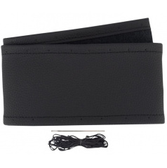 Poťah na volant kožený čierny / čierny šev (pre priemer 37-39 cm