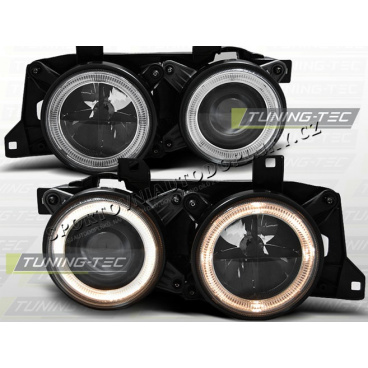 BMW E32 E34 Predné číre svetlá Angel Eyes black (LPBM60)