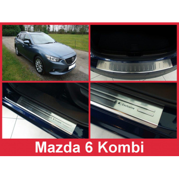 Nerez kryt- zostava-ochrana prahu zadného nárazníka + ochranné lišty prahu dverí Mazda 6 kombi 2012-16