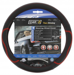 Poťah volanta čierny dierovaný s červeným švom 37-39 cm