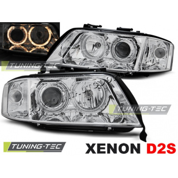 AUDI A6 06.2001-05.2004 Predné číre svetlá ANGEL EYES CHROME XENON (LPAU83) AUDI A6 06.2001-05.2004 Predné číre svetlá ANGEL EYES CHROME XENON (LPAU83)