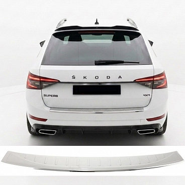 Nerez leštený panel zadného nárazníka Škoda Superb III kombi 2015-24 Nerez leštený panel zadného nárazníka Škoda Superb III kombi 2015-24
