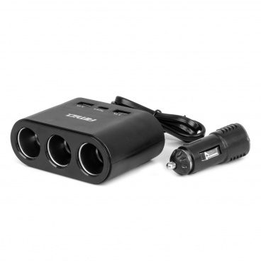 Rozdeľovač zásuvky zapaľovača s nabíjačkou 2x USB-A 1x USB-C 12V 24V 120W 70cm AMIO-04361