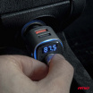 FM vysielač do auta 2×USB-A microSD 12V 24V AMIO-04654