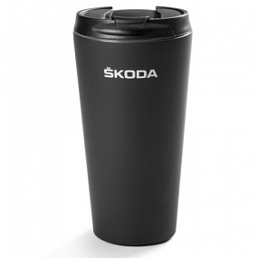 Originálny nerez thermo hrnček Škoda čierny pogumovaný 400 ml