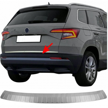 Nerez brúsený kryt hornej hrany zadného nárazníka Omtec Škoda Karoq 2017-22 (ne Facelift) Nerez brúsený kryt hornej hrany zadného nárazníka Omtec Škoda Karoq 2017-22 (ne Facelift)