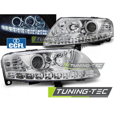 Audi A6 C6 04.2004-08 predné číre svetlá Angel Eyes LED chrome (LPAUA3)