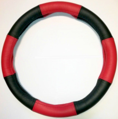 Poťah na volant 100% koža 37-39cm Red