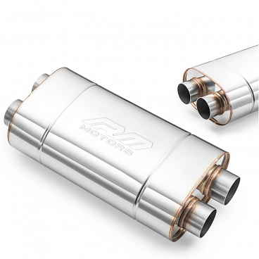 Športový nerezový stredový výfuk RM MOTORS DUAL 63 mm / 400 mm