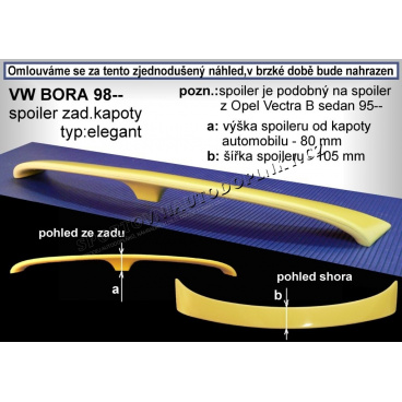 Volkswagen Bora (98+) spoiler zadnej kapoty (EÚ homologácia) Volkswagen Bora (98+) spoiler zadnej kapoty (EÚ homologácia)