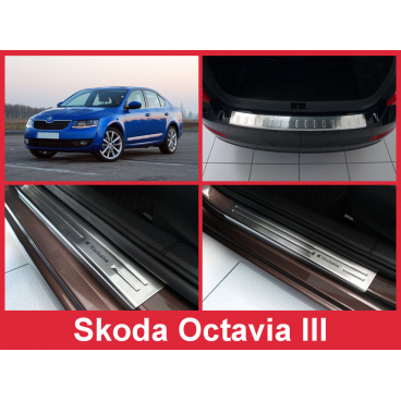 Sada nerez autodoplnkov 5 ks Škoda Octavia III